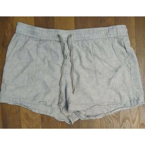 New York & Company SOHO Street linen blend shorts Tan Khaki Elastic Waist pocket